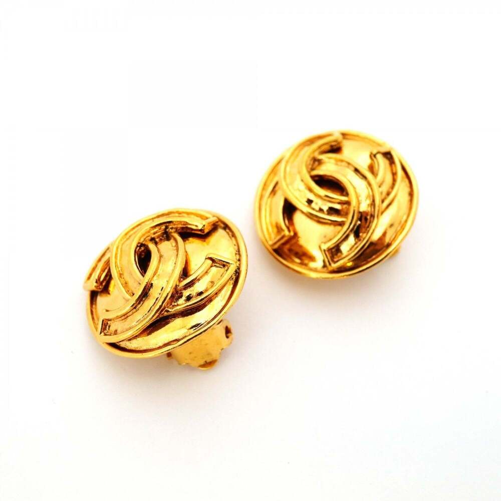 CHANEL Gold Logo Earrings - Picture 2 of 6